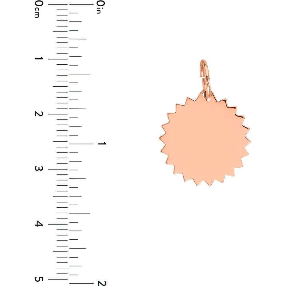 Olas d'Oro - 14K Rose Gold Jagged Circle Engravable Charm - 17mm Diameter