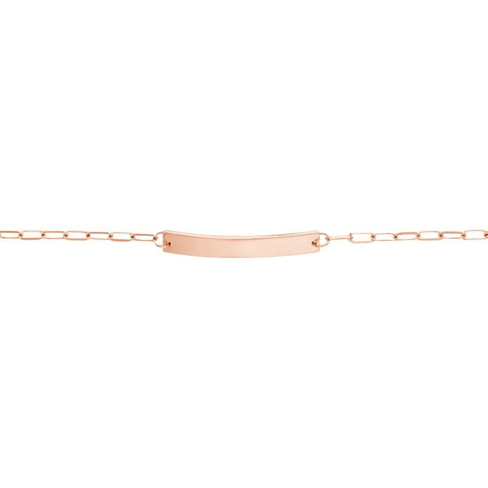 Olas d'Oro - 14K Rose Gold Kids Engravable ID Bracelet with Diamond-Cut Long Anchor Chain  2.30g