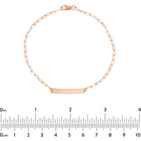 Olas d'Oro - 14K Rose Gold Kids Engravable ID Bracelet with Diamond-Cut Long Anchor Chain  2.30g