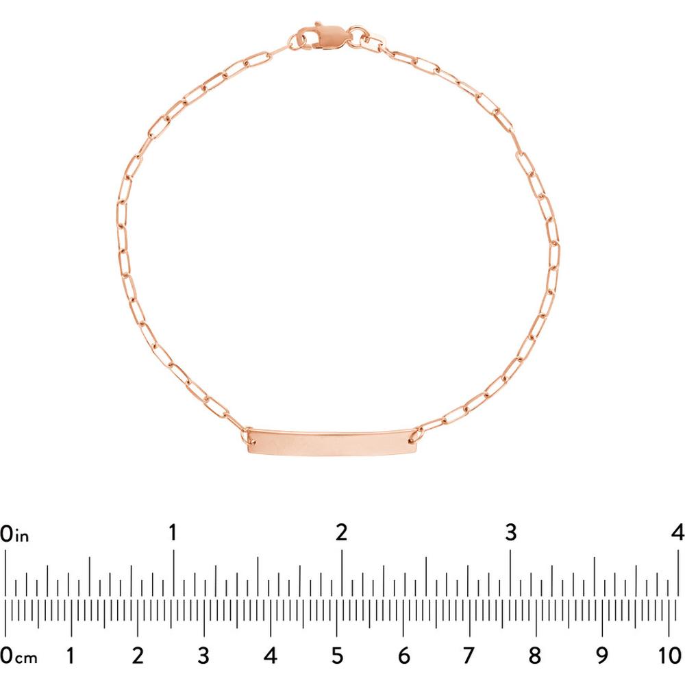 Olas d'Oro - 14K Rose Gold Kids Engravable ID Bracelet with Diamond-Cut Long Anchor Chain  2.30g