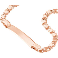 Olas d'Oro - 14K Rose Gold Kids ID Bracelet on Heart Mirror Rope Chain
