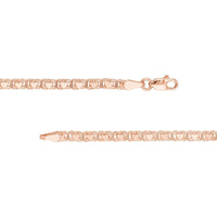Olas d'Oro - 14K Rose Gold Kids ID Bracelet on Heart Mirror Rope Chain