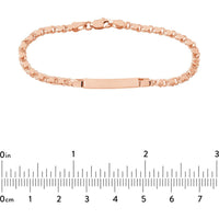 Olas d'Oro - 14K Rose Gold Kids ID Bracelet on Heart Mirror Rope Chain