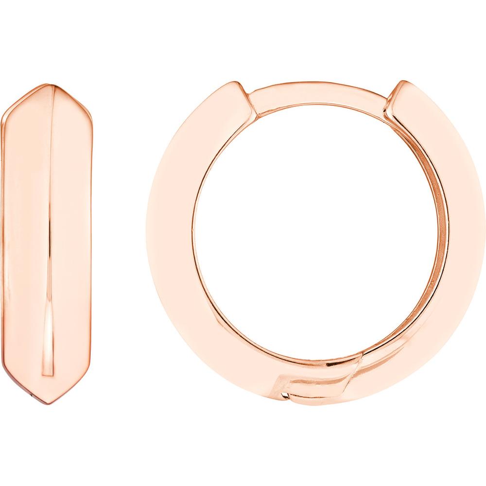 Olas d'Oro - 14K Rose Gold Knife Edge Polished Mini Huggie Hoop Earrings - 13.50mm Diameter