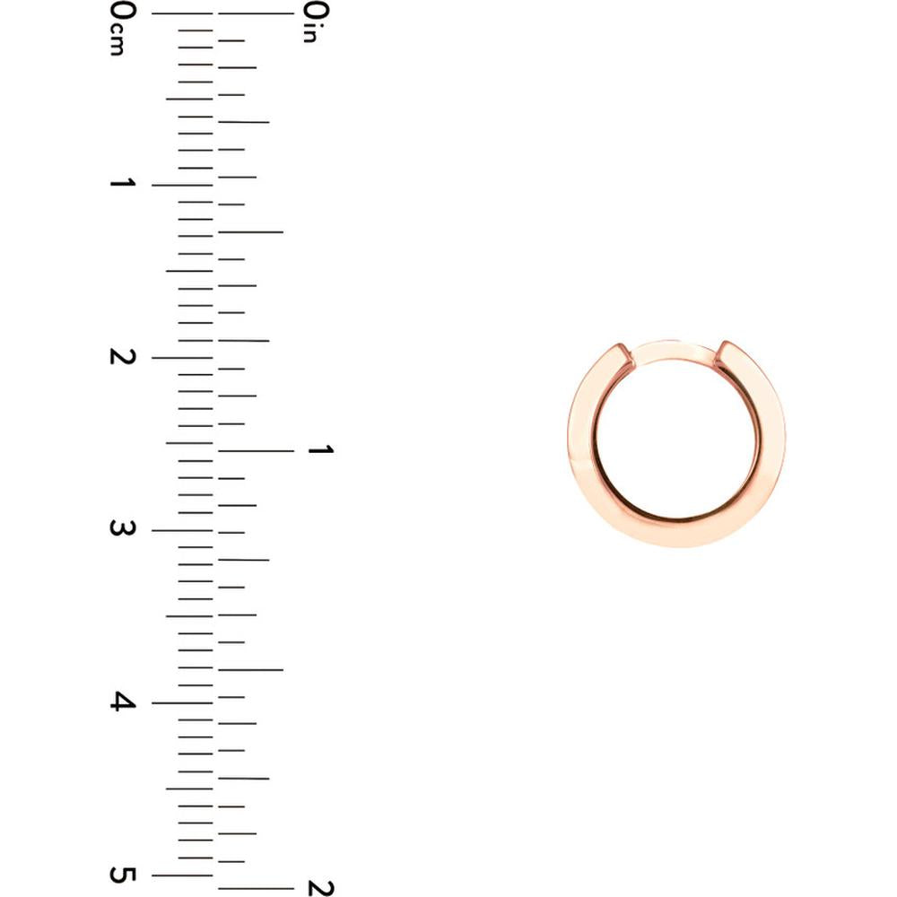 Olas d'Oro - 14K Rose Gold Knife Edge Polished Mini Huggie Hoop Earrings - 13.50mm Diameter