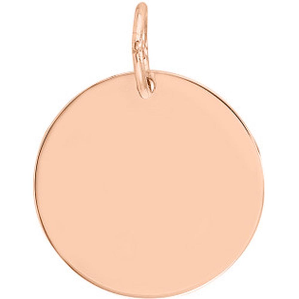 Olas d'Oro - 14K Rose Gold Large Disk Engravable Charm - 18mm Diameter