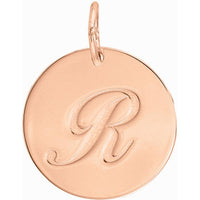 Olas d'Oro - 14K Rose Gold Large Disk Engravable Charm - 18mm Diameter