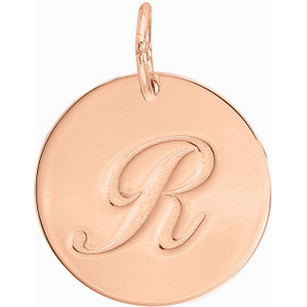 Olas d'Oro - 14K Rose Gold Large Disk Engravable Charm - 18mm Diameter