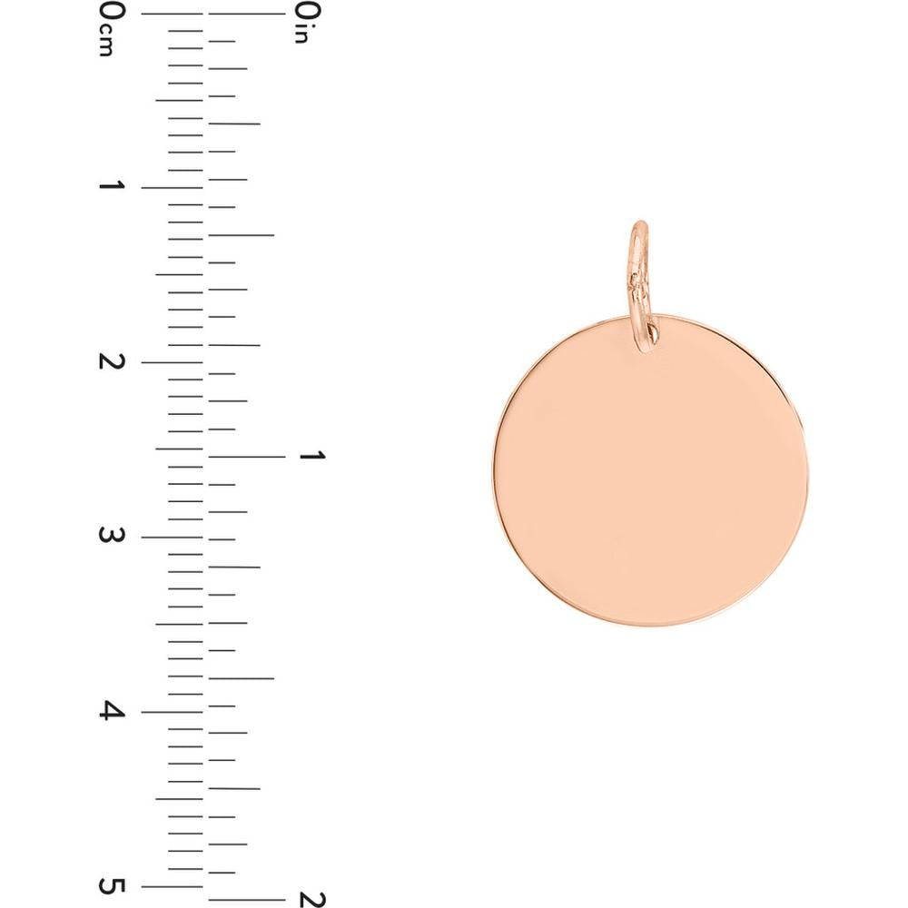Olas d'Oro - 14K Rose Gold Large Disk Engravable Charm - 18mm Diameter