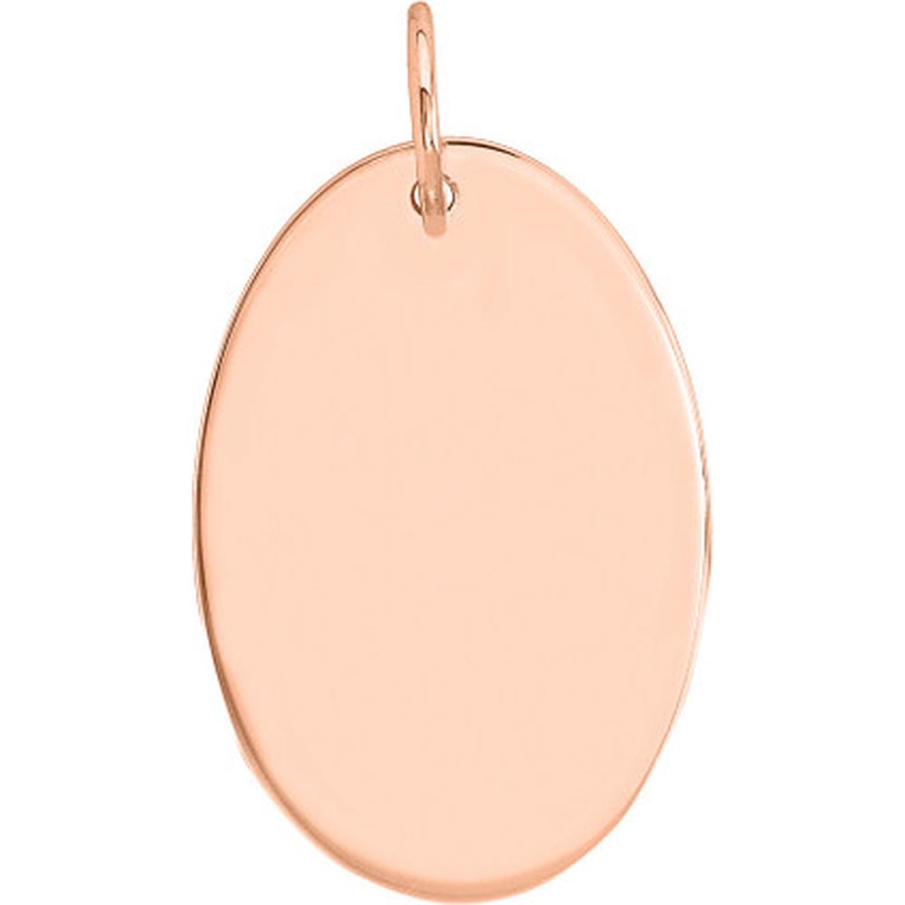Olas d'Oro - 14K Rose Gold Large Oval Engravable Charm - 30x19.60mm