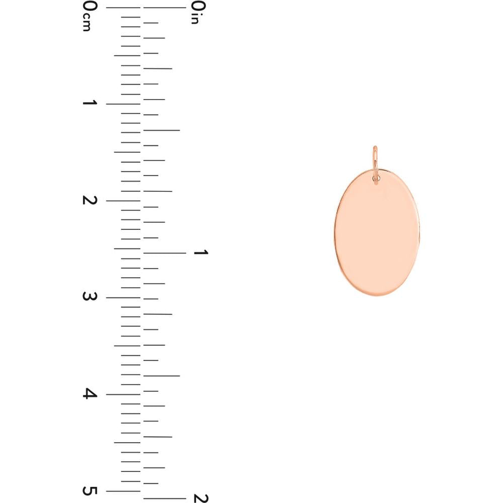 Olas d'Oro - 14K Rose Gold Large Oval Engravable Charm - 30x19.60mm