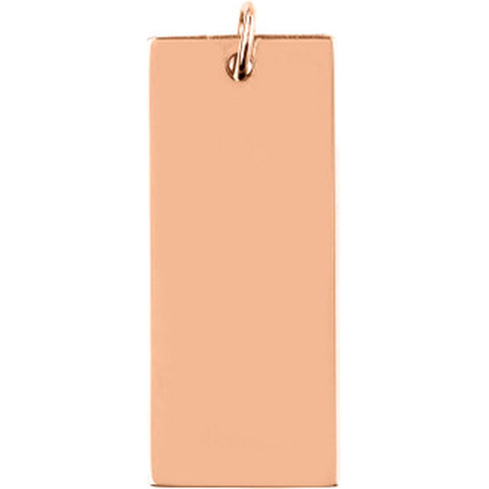 Olas d'Oro - 14K Rose Gold Large Rectangular Engravable Charm - 30x12.70mm