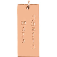 Olas d'Oro - 14K Rose Gold Large Rectangular Engravable Charm - 30x12.70mm