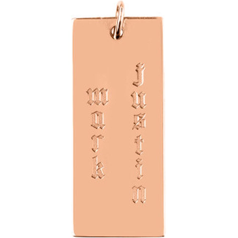 Olas d'Oro - 14K Rose Gold Large Rectangular Engravable Charm - 30x12.70mm