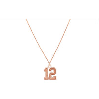 Olas d'Oro - 14K Rose Gold Large Vertical Varsity Numerals Pendant Necklace - Personalized 15mm Design