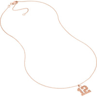 Olas d'Oro - 14K Rose Gold Large Vertical Varsity Numerals Pendant Necklace - Personalized 15mm Design