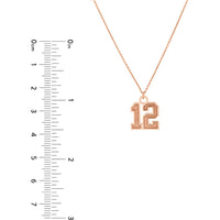 Olas d'Oro - 14K Rose Gold Large Vertical Varsity Numerals Pendant Necklace - Personalized 15mm Design