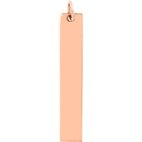 Olas d'Oro - 14K Rose Gold Long Vertical Bar Engravable Charm - 38x7mm