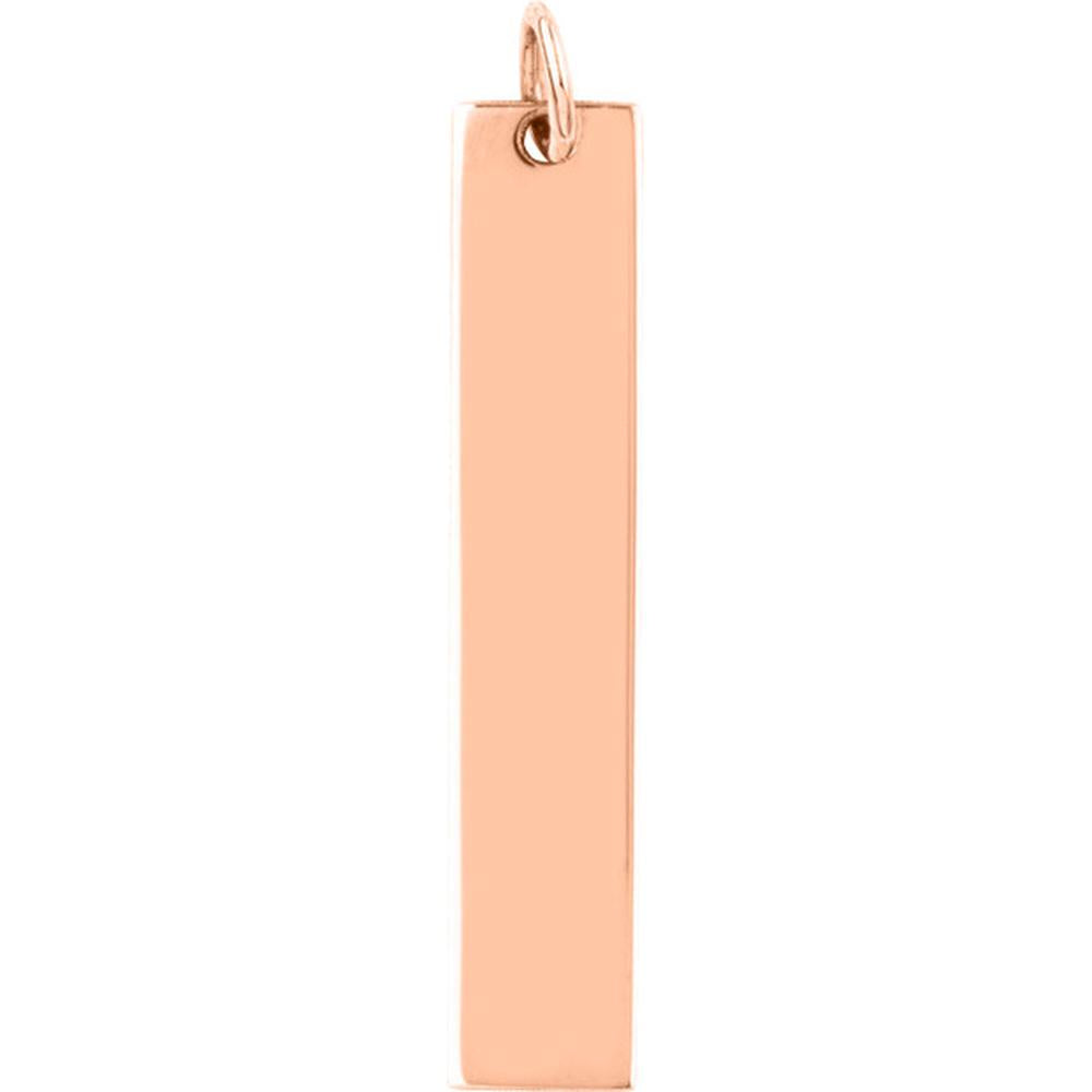 Olas d'Oro - 14K Rose Gold Long Vertical Bar Engravable Charm - 38x7mm