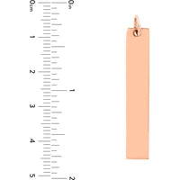 Olas d'Oro - 14K Rose Gold Long Vertical Bar Engravable Charm - 38x7mm