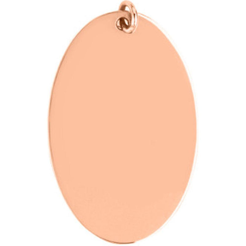 Olas d'Oro - 14K Rose Gold Medium Oval Engravable Charm - 2.70g