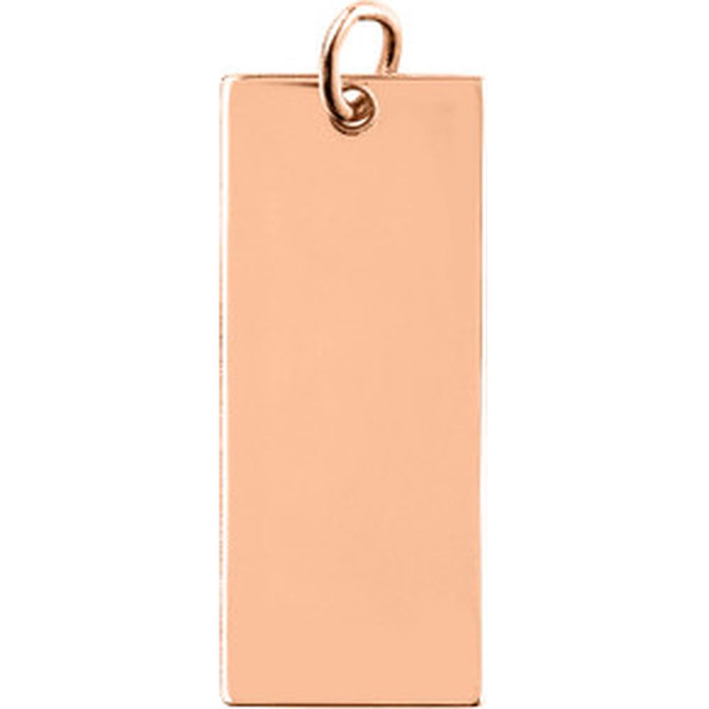 Olas d'Oro - 14K Rose Gold Medium Rectangular Engravable Charm - 2.10g