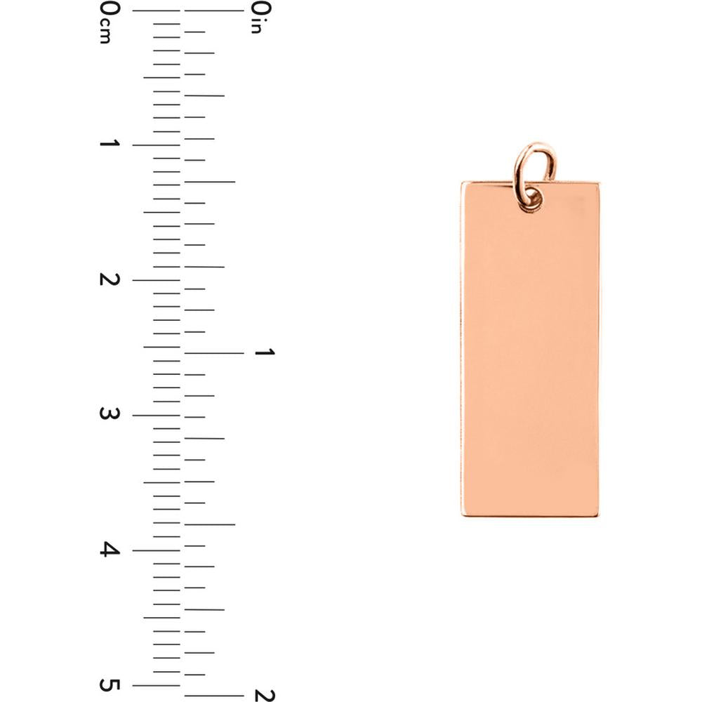 Olas d'Oro - 14K Rose Gold Medium Rectangular Engravable Charm - 2.10g