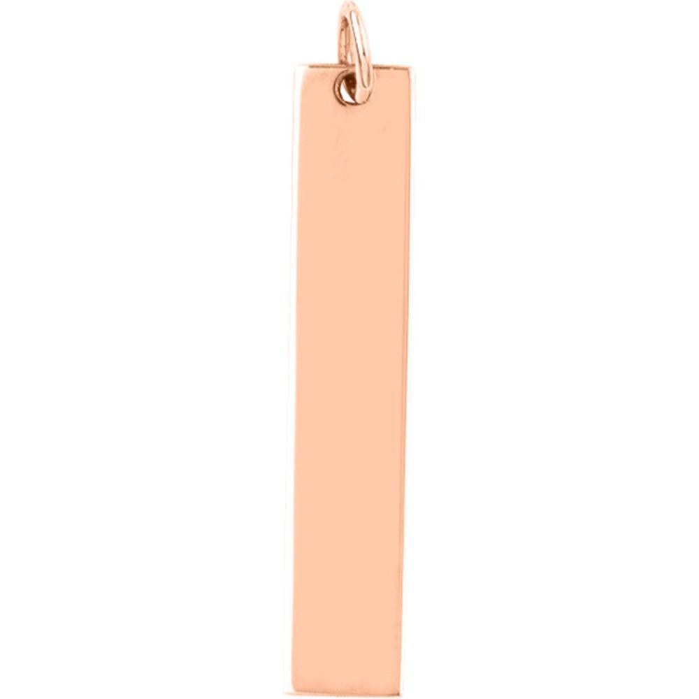 Olas d'Oro - 14K Rose Gold Medium Vertical Bar Engravable Charm - Customizable Personal Pendant