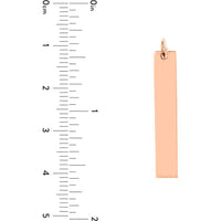 Olas d'Oro - 14K Rose Gold Medium Vertical Bar Engravable Charm - Customizable Personal Pendant