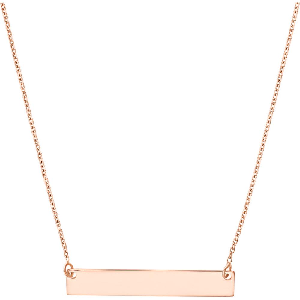 Olas d'Oro - 14K Rose Gold Mini Bar Necklace with Adjustable Chain - 16 to 18 Inches in Length
