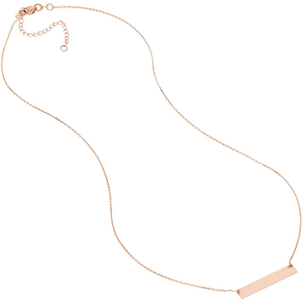 Olas d'Oro 14K Rose Gold Mini Bar Necklace with Adjustable Chain