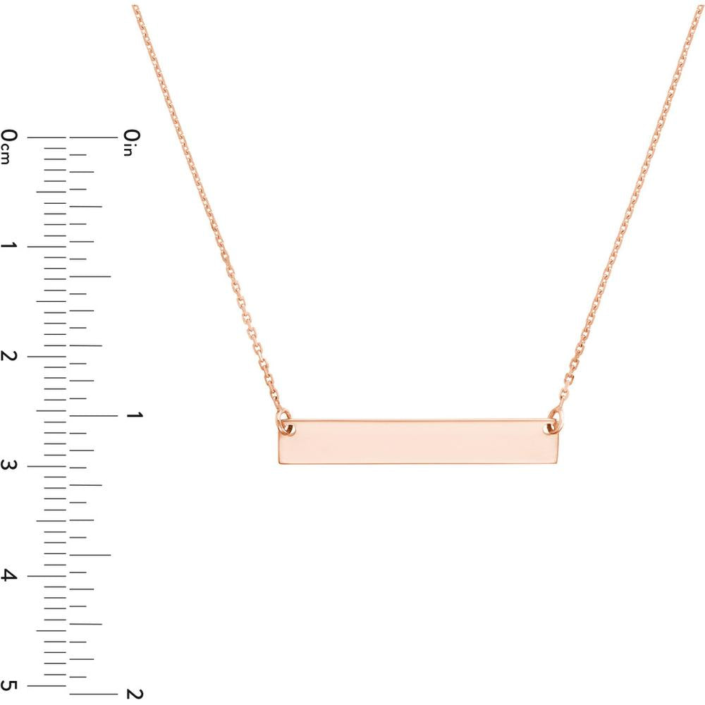 Olas d'Oro - 14K Rose Gold Mini Bar Necklace with Adjustable Chain - 16 to 18 Inches in Length