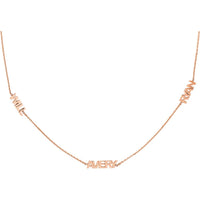 Olas d'Oro - 14K Rose Gold Mini Block Nameplate Station Necklace  Adjustable 2-inch Chain with Custom Nameplate
