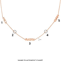 Olas d'Oro - 14K Rose Gold Mini Block Nameplate Station Necklace  Adjustable 2-inch Chain with Custom Nameplate