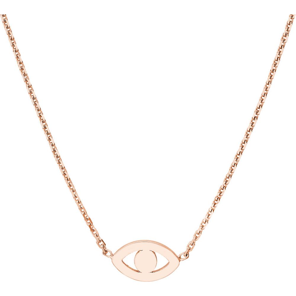 Olas d'Oro - 14K Rose Gold Mini Evil Eye Cutout Adjustable Necklace - 1.70g