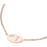 Olas d'Oro - 14K Rose Gold Mini Evil Eye Cutout Adjustable Necklace - 1.70g