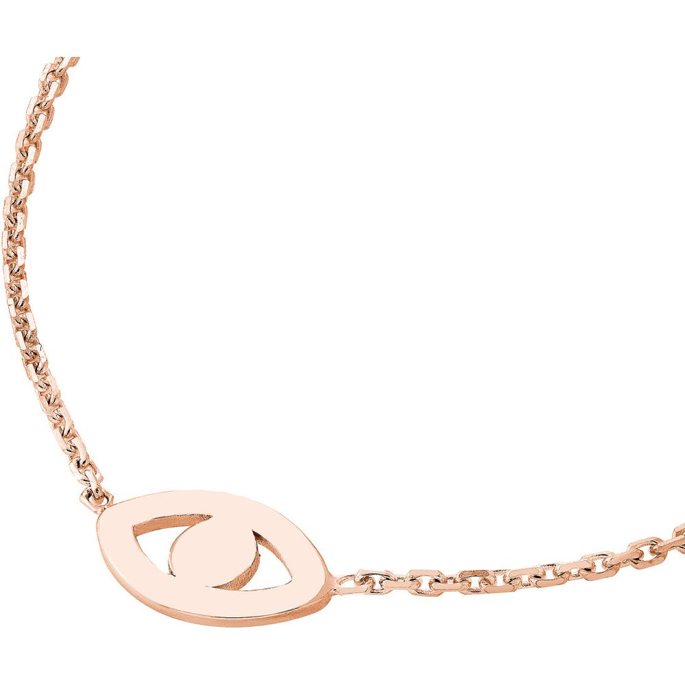 Olas d'Oro - 14K Rose Gold Mini Evil Eye Cutout Adjustable Necklace - 1.70g