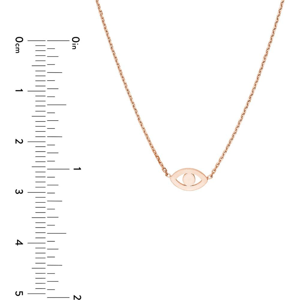 Olas d'Oro - 14K Rose Gold Mini Evil Eye Cutout Adjustable Necklace - 1.70g
