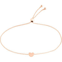 Olas d'Oro - 14K Rose Gold Mini Heart Bolo Bracelet - Adjustable Custom Fit