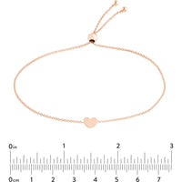 Olas d'Oro - 14K Rose Gold Mini Heart Bolo Bracelet - Adjustable Custom Fit