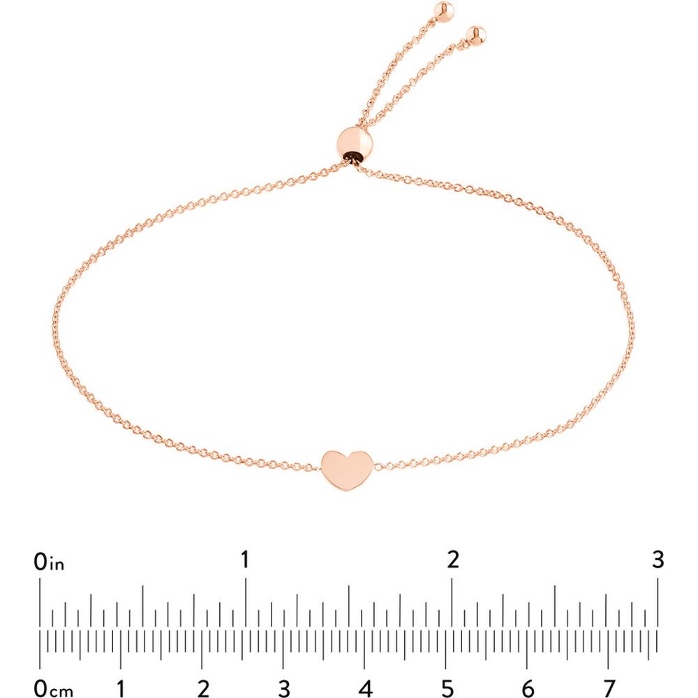 Olas d'Oro - 14K Rose Gold Mini Heart Bolo Bracelet - Adjustable Custom Fit