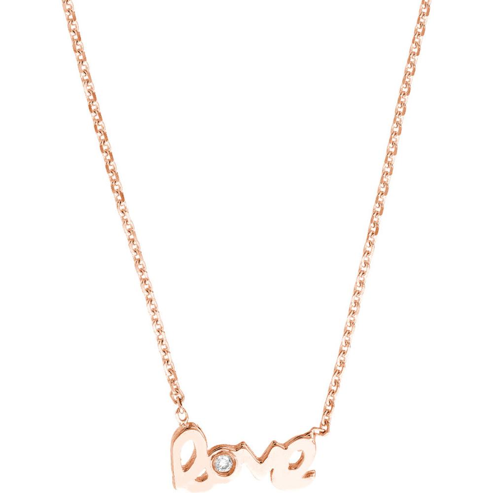 Olas d'Oro - 14K Rose Gold Mini Love Necklace with Diamond - 0.01 Carat Total Diamond Weight