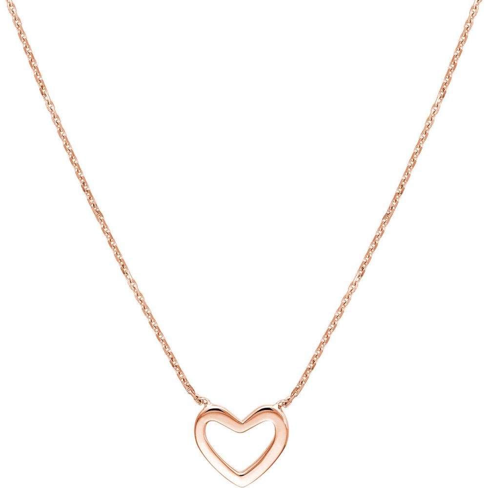 Olas d'Oro - 14K Rose Gold Mini Open Heart Necklace with Adjustable Chain - 1.95g