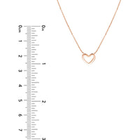 Olas d'Oro - 14K Rose Gold Mini Open Heart Necklace with Adjustable Chain - 1.95g