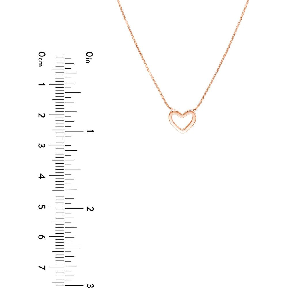 Olas d'Oro - 14K Rose Gold Mini Open Heart Necklace with Adjustable Chain - 1.95g
