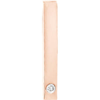 Olas d'Oro - 14K Rose Gold Mini Staple Bar Earrings with Diamond - 0.01 Carat Total Diamond Weight