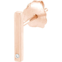 Olas d'Oro - 14K Rose Gold Mini Staple Bar Earrings with Diamond - 0.01 Carat Total Diamond Weight