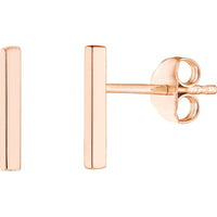 Olas d'Oro - 14K Rose Gold Mini Staple Bar Earrings with Post Back Closure - 1.03g Total Weight