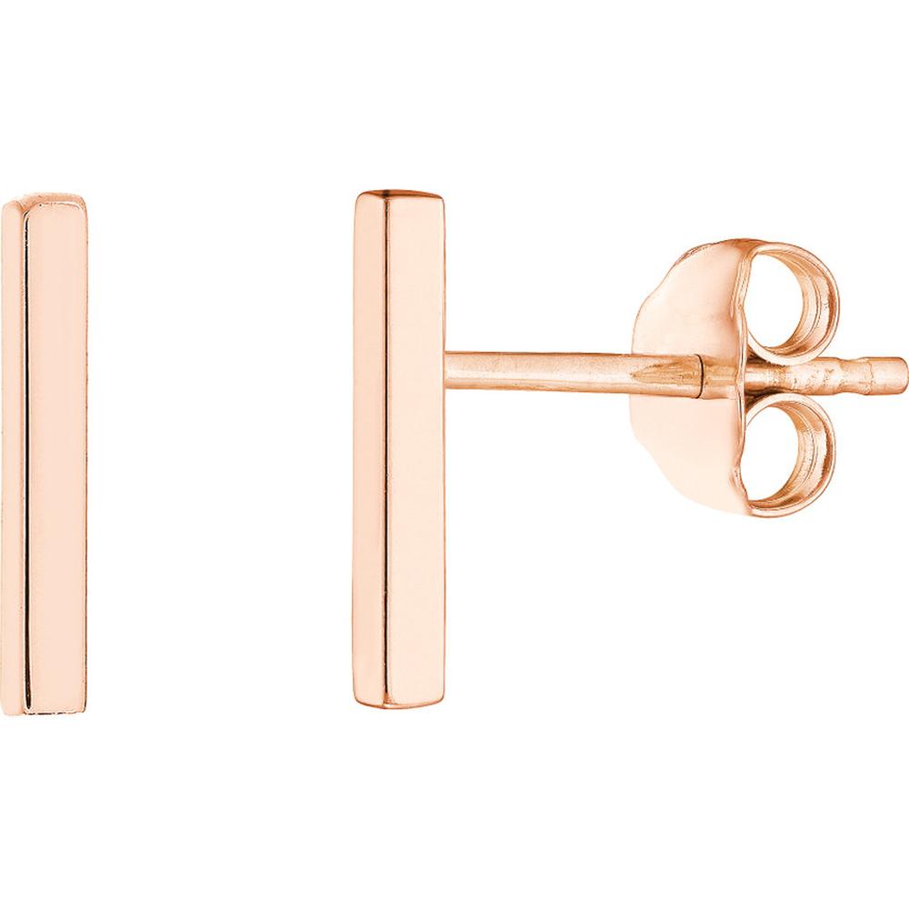 Olas d'Oro - 14K Rose Gold Mini Staple Bar Earrings with Post Back Closure - 1.03g Total Weight