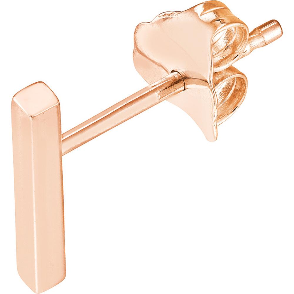 Olas d'Oro - 14K Rose Gold Mini Staple Bar Earrings with Post Back Closure - 1.03g Total Weight